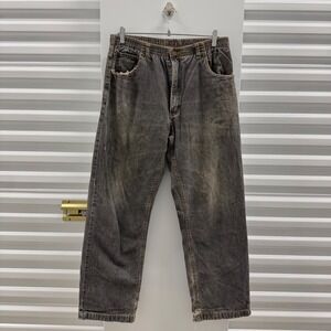 Haband Ice House Flannel Lined Jeans Mens Grey Distressed Elastic Waist 30x30